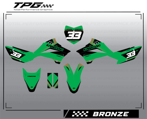 Kawasaki KLX Full graphic kit. Total Performance graphics offers a wide range of custom MX graphics for you to choose from to get your bike to stand out from the rest!