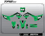 Custom Kawasaki graphic kit from Total Performance GFX. Michigan made custom dirt bike graphics.