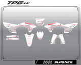 The Total Performance GFX SLASHED full graphic kit offers a look that you just don't see every day. This kit is a perfect platform to design the graphics that you have always wanted for your dirtbike