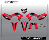 The Total Performance GFX SLICED full graphic kit offers a look that you just don't see every day. This kit is a perfect platform to design the graphics that you have always wanted for your dirtbike